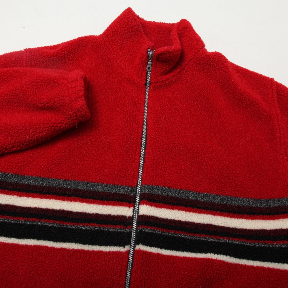 Free Country Jacket Women Large Red Black White Lined Full Zip Fleece Winter USA
